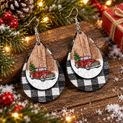 Waterdrop-shaped Christmas Tree Car Earrings