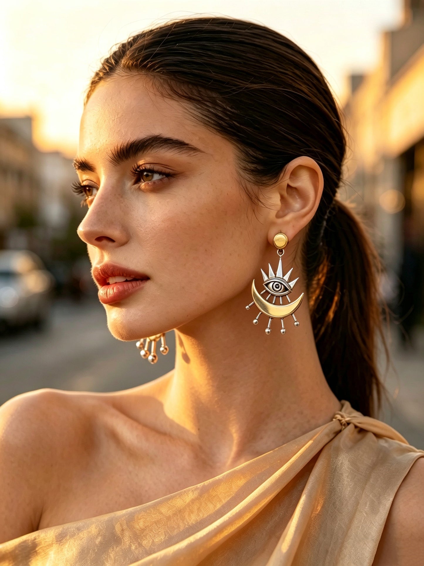 Sun and Moon Fashion Earrings