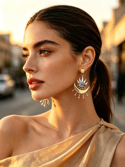 Sun and Moon Fashion Earrings
