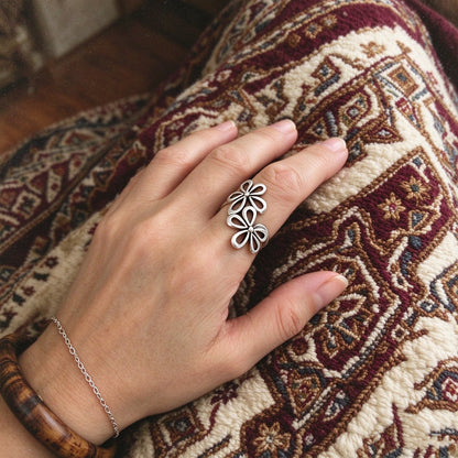 Hollowed-out Flower-shaped Open Ring