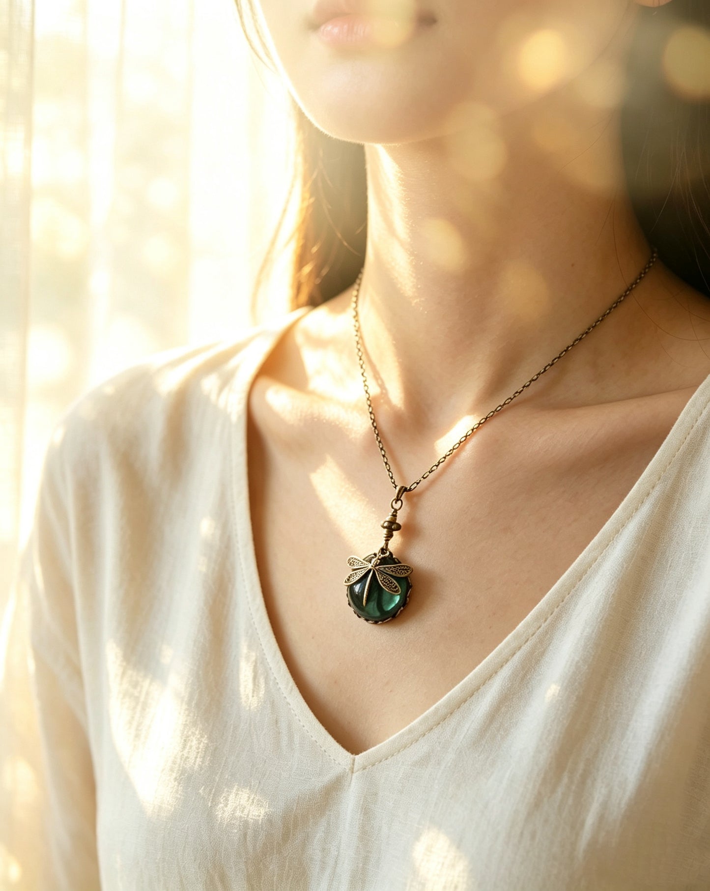 Crystal Dragonfly Pendant Necklace