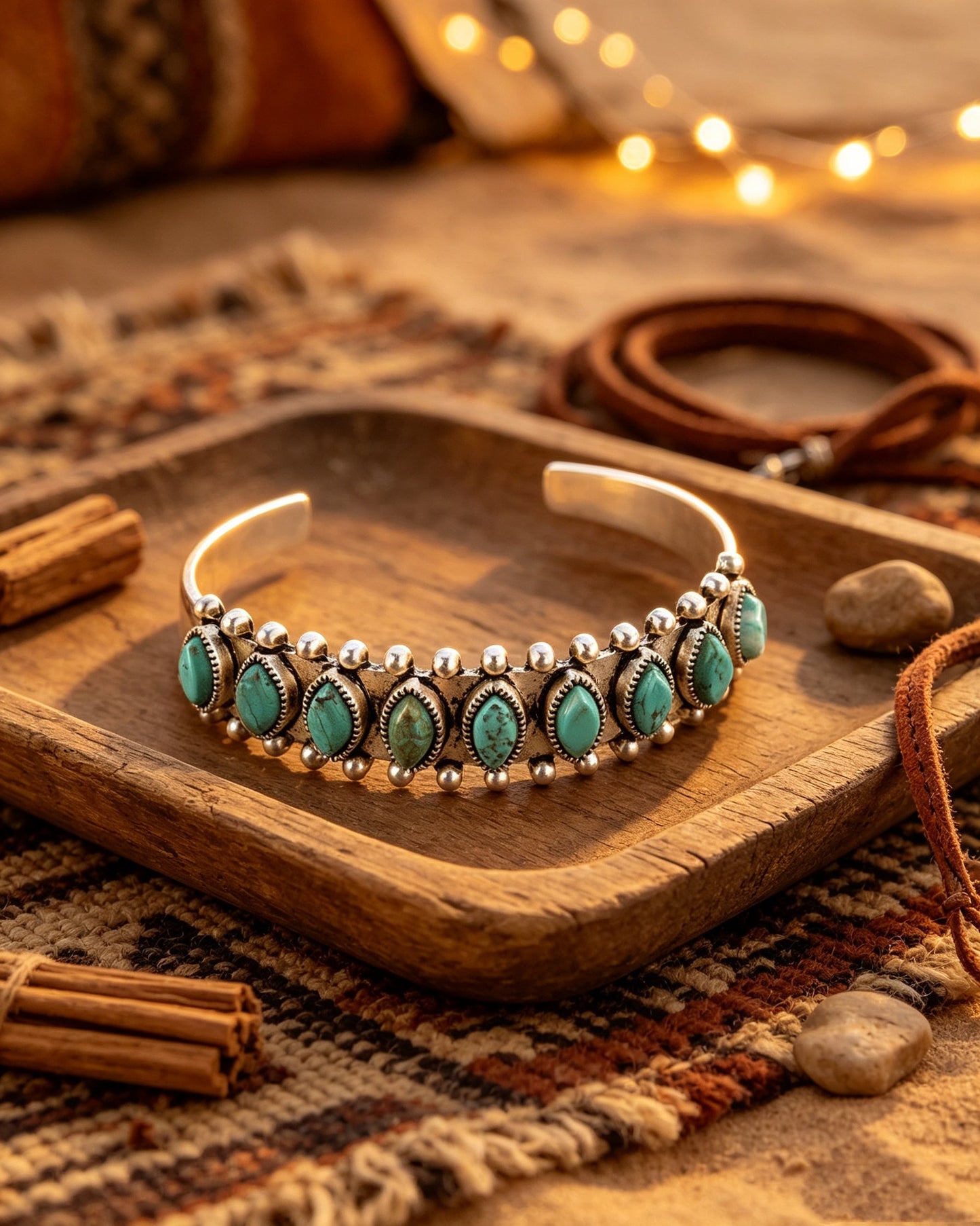 Bohemian Turquoise Open Bracelet
