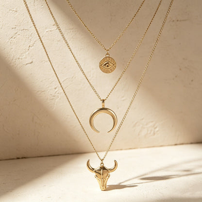 Cow-Head Geometric Multi-Layer Necklace