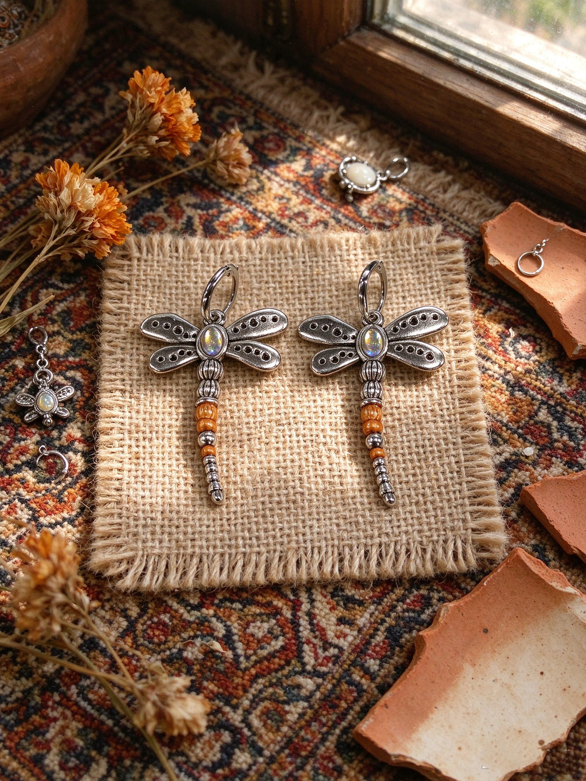 Dragonfly Moonstone Earrings