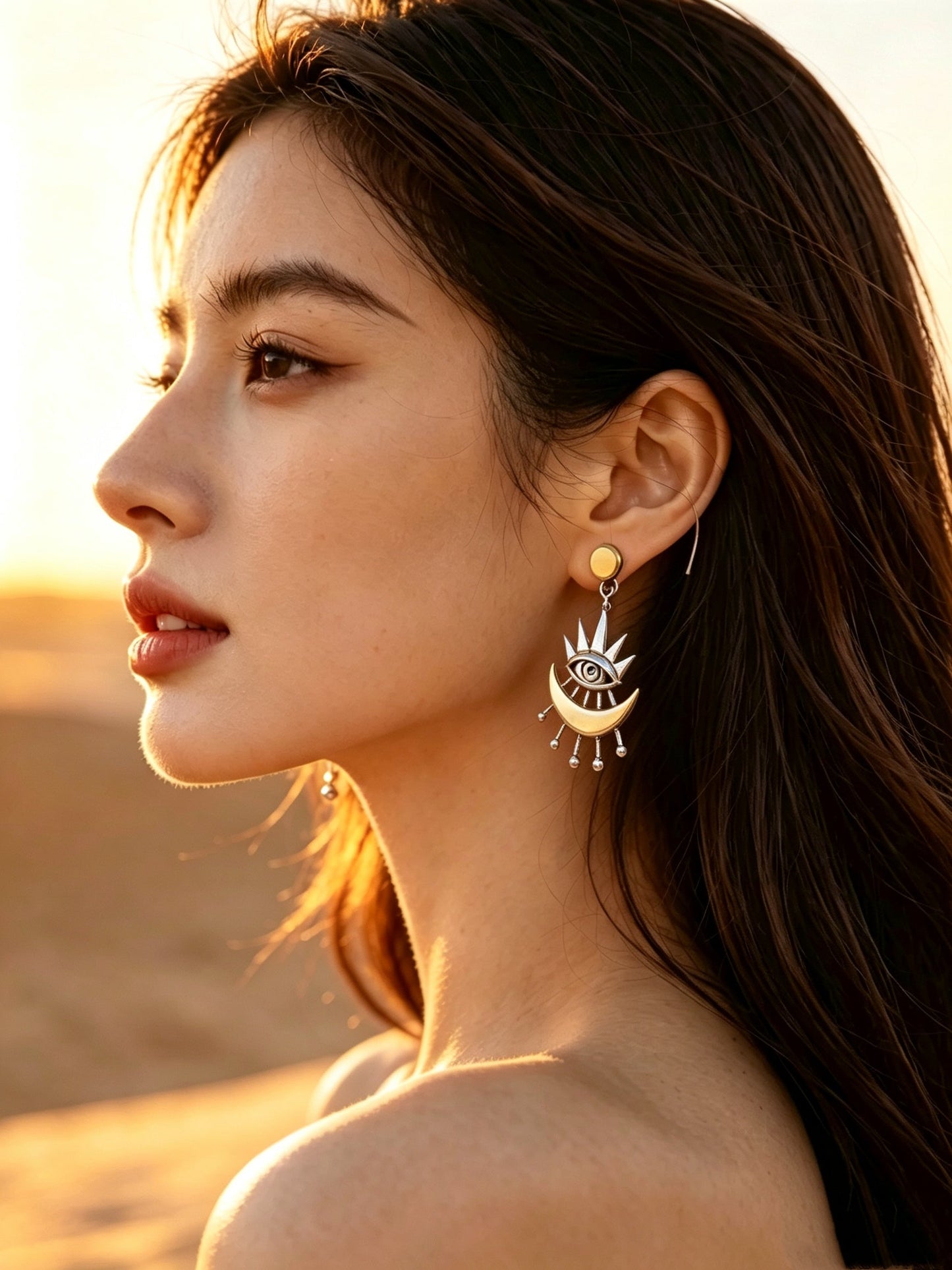 Sun and Moon Fashion Earrings