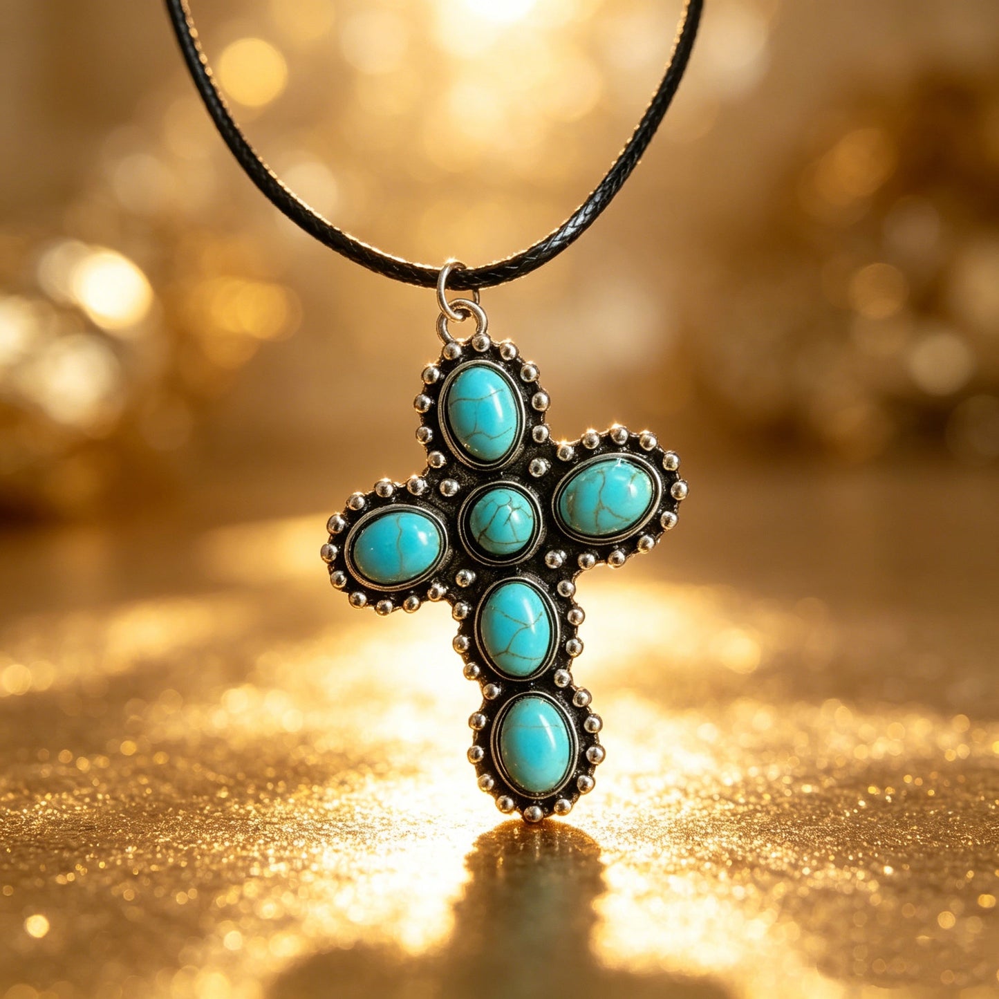 Retro Turquoise Cross Necklace