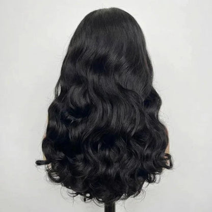 Back view showing 200 density volume on bouncy loose wave wig