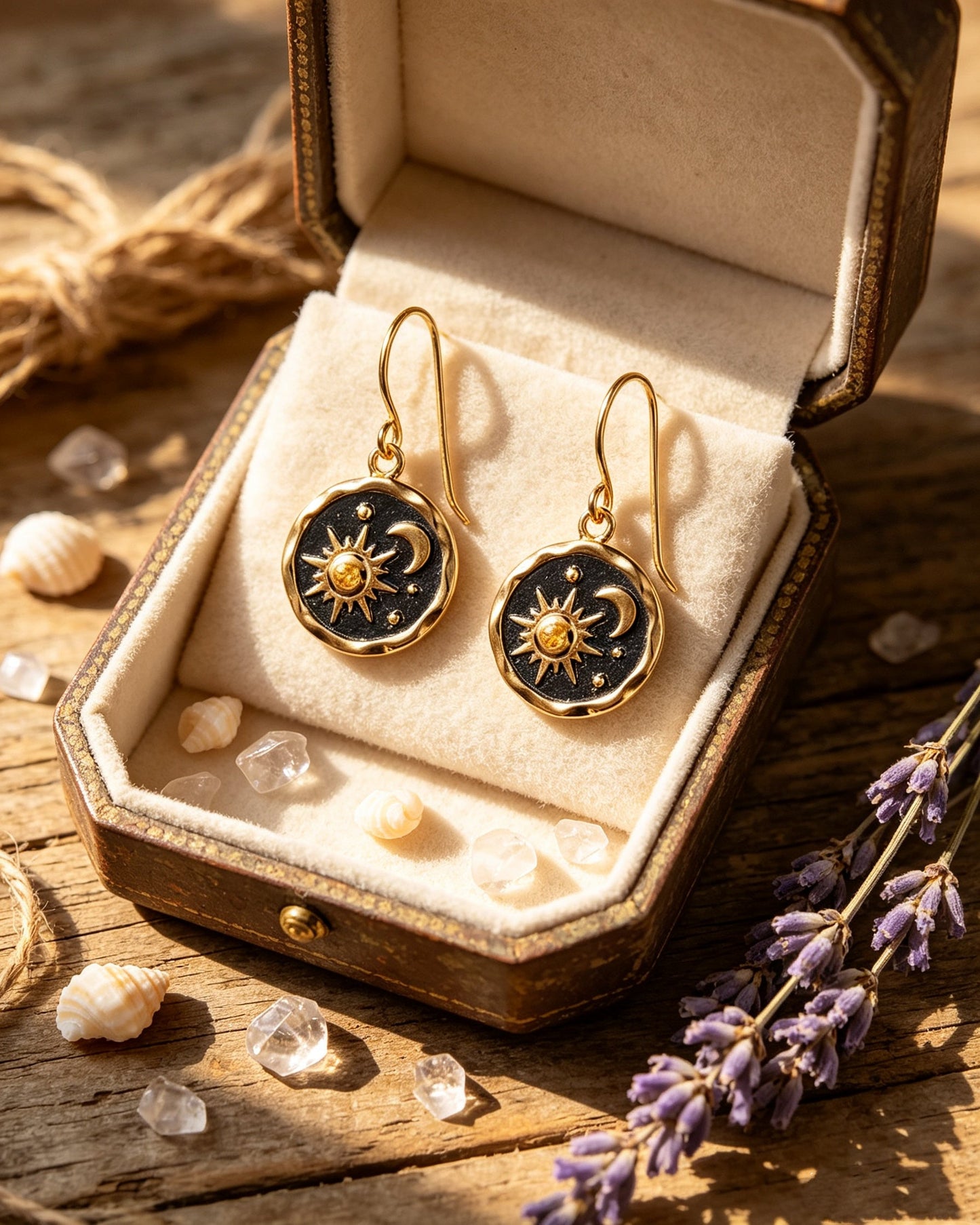 Sun and Moon Earrings Pendant