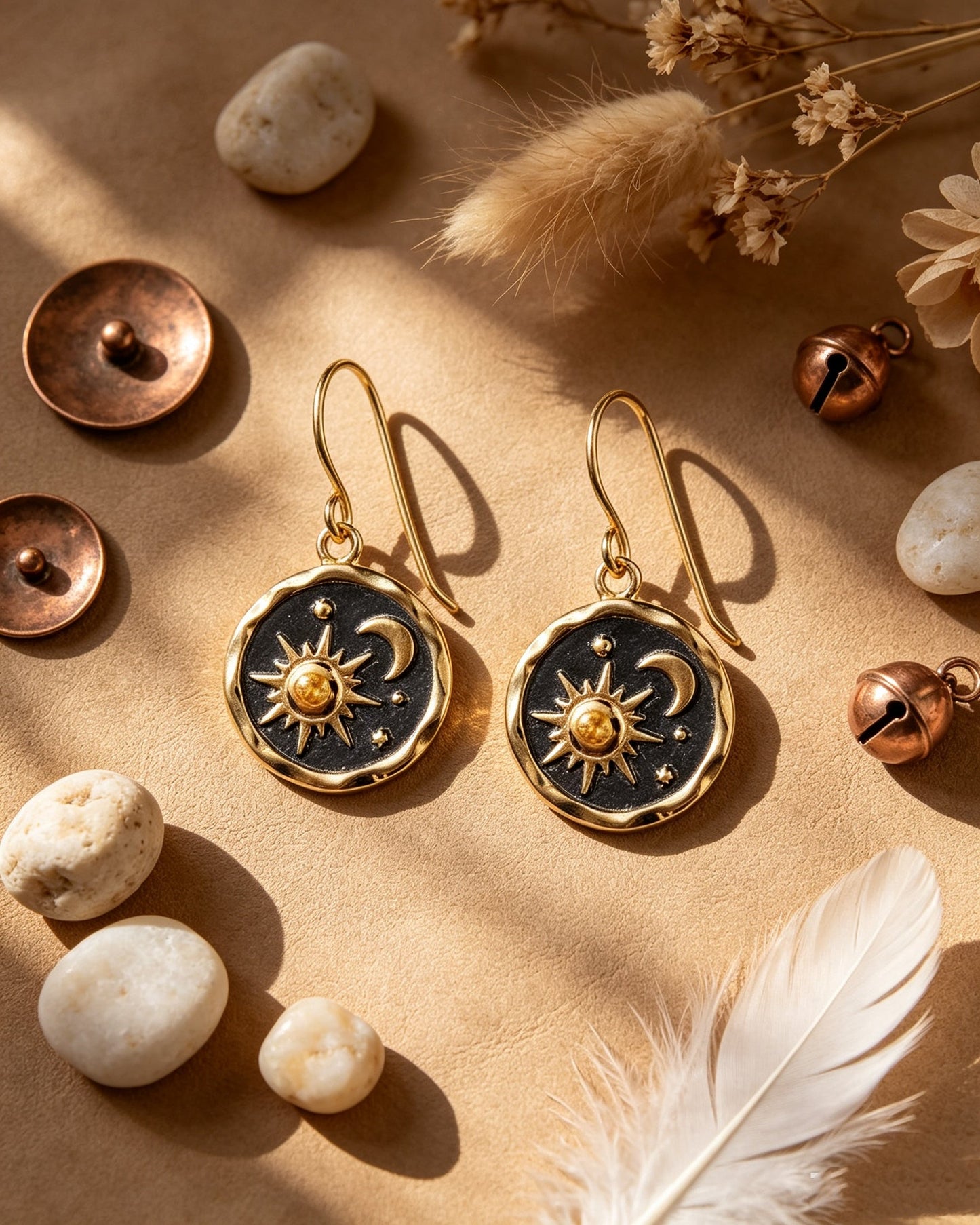 Sun and Moon Earrings Pendant