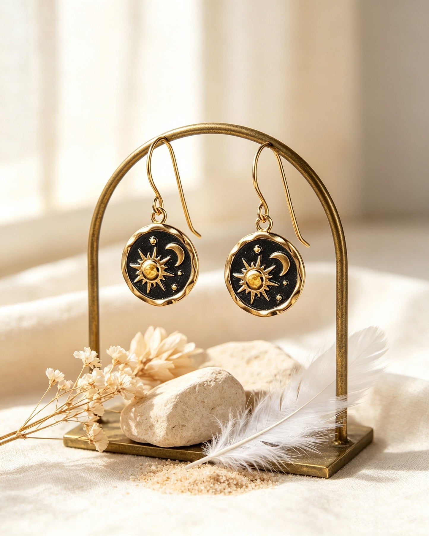 Sun and Moon Earrings Pendant