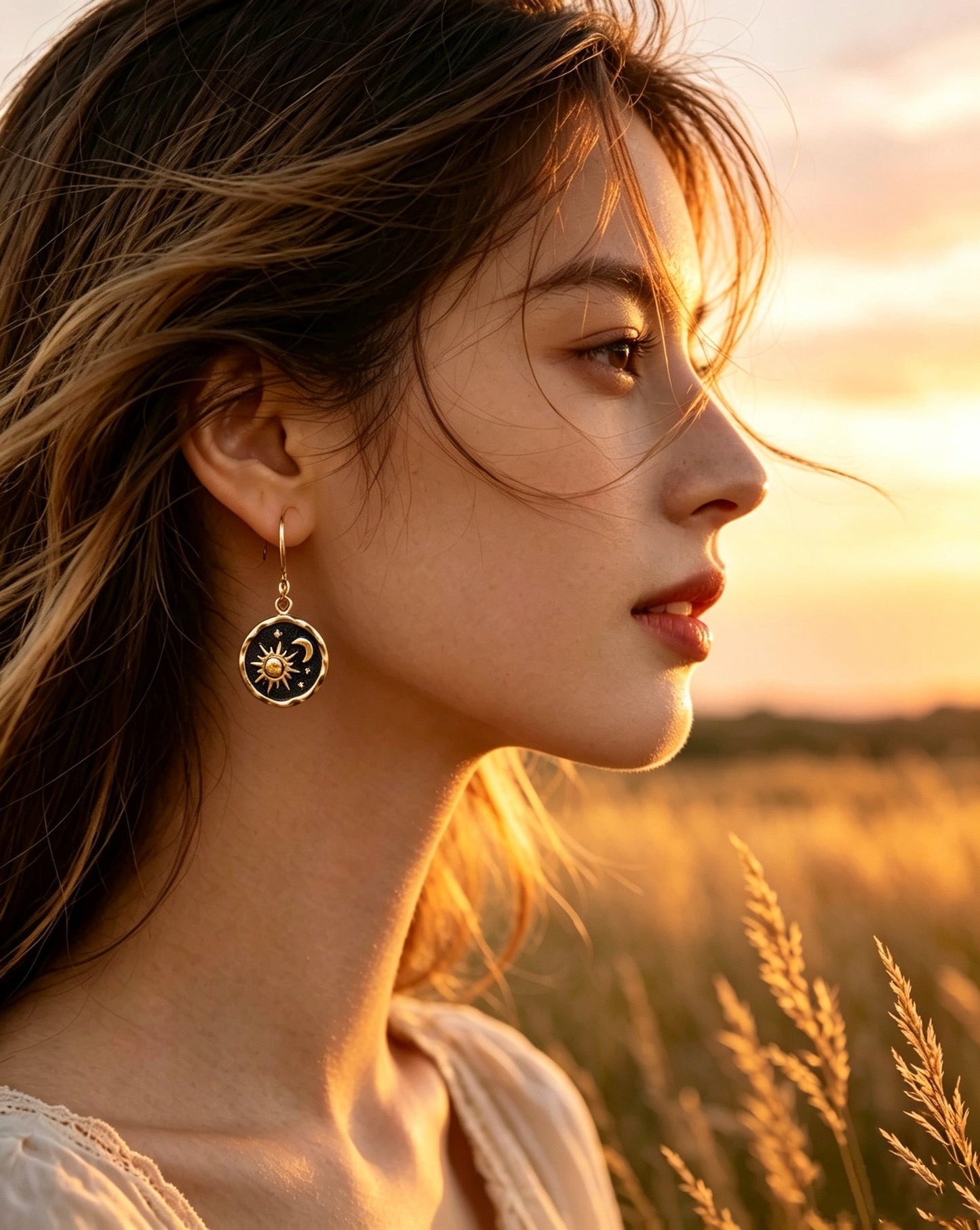 Sun and Moon Earrings Pendant