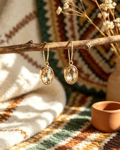 Oval-shaped Gemstone Stud Earrings