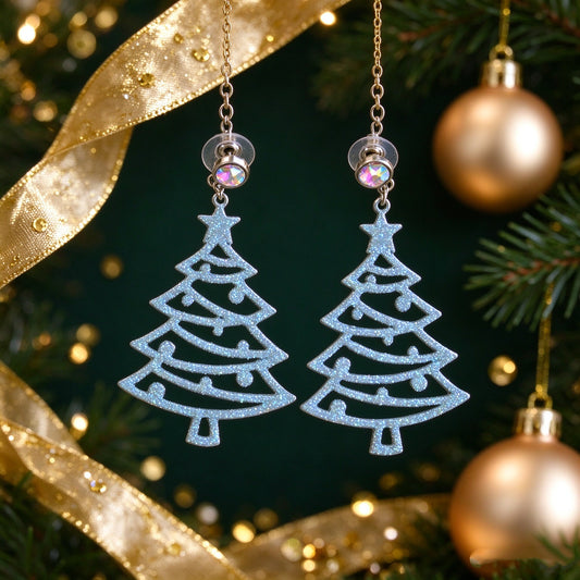 Christmas Tree Colored Diamond Luminous Earrings