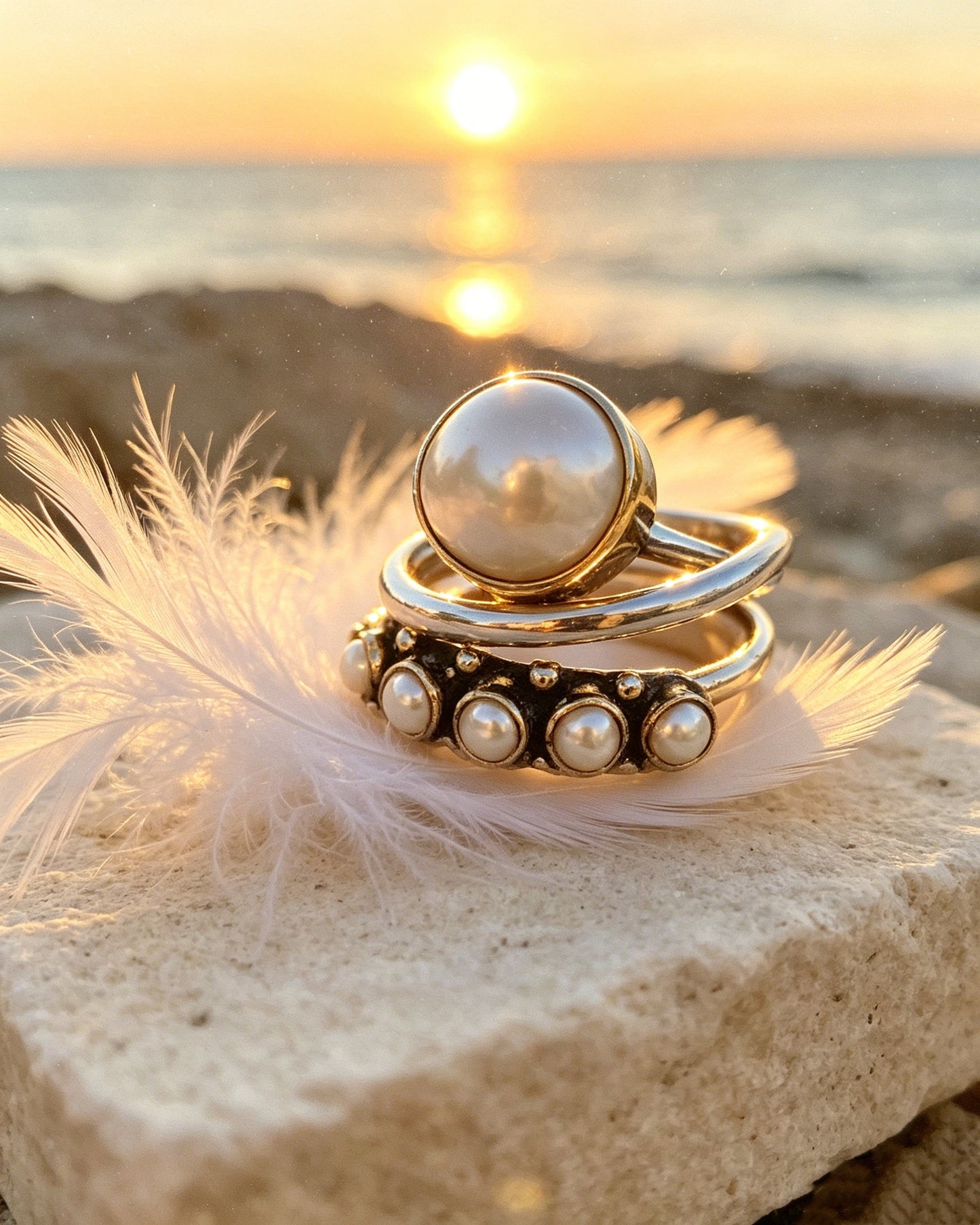 New Large Pearl Open Ring