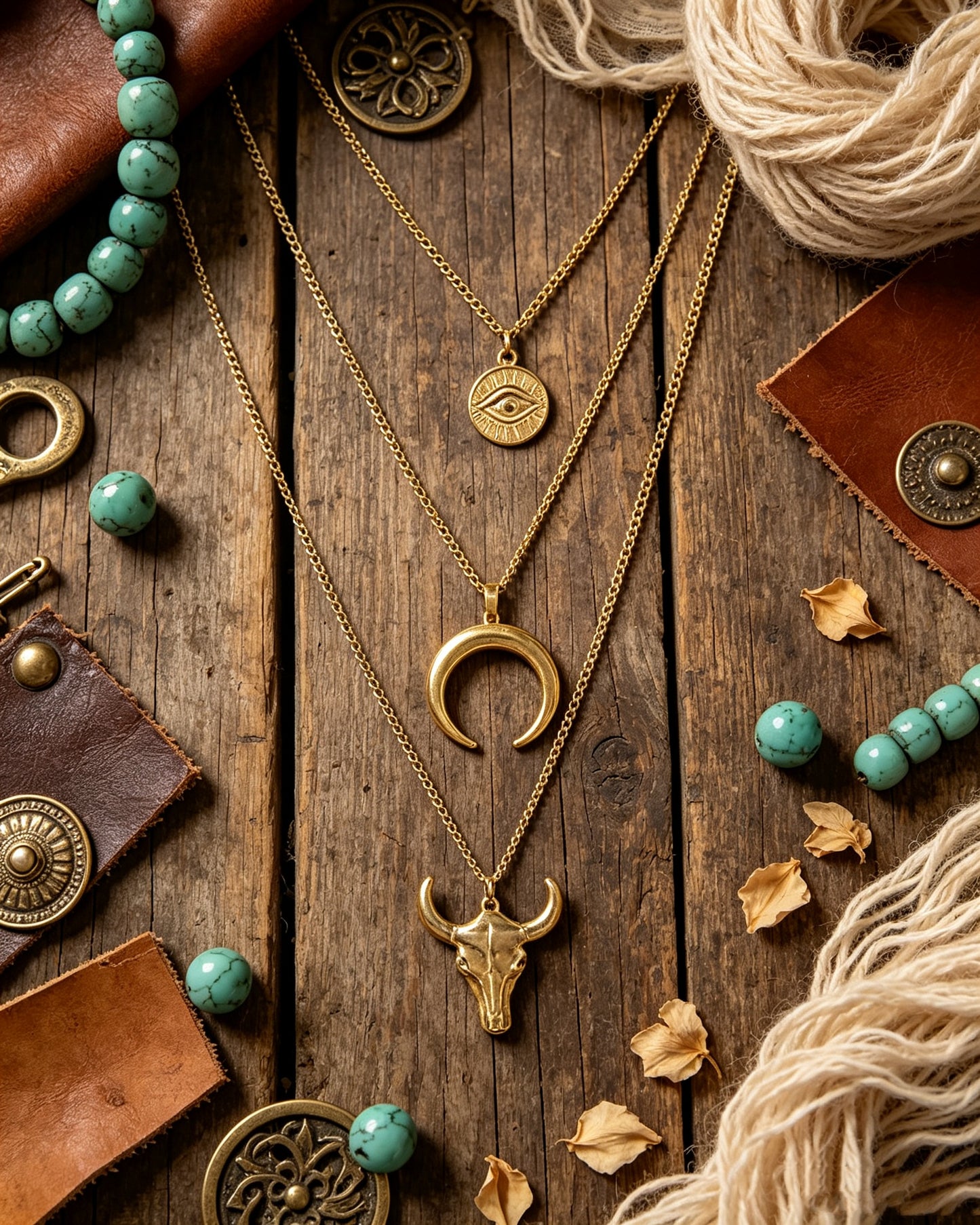 Cow-Head Geometric Multi-Layer Necklace