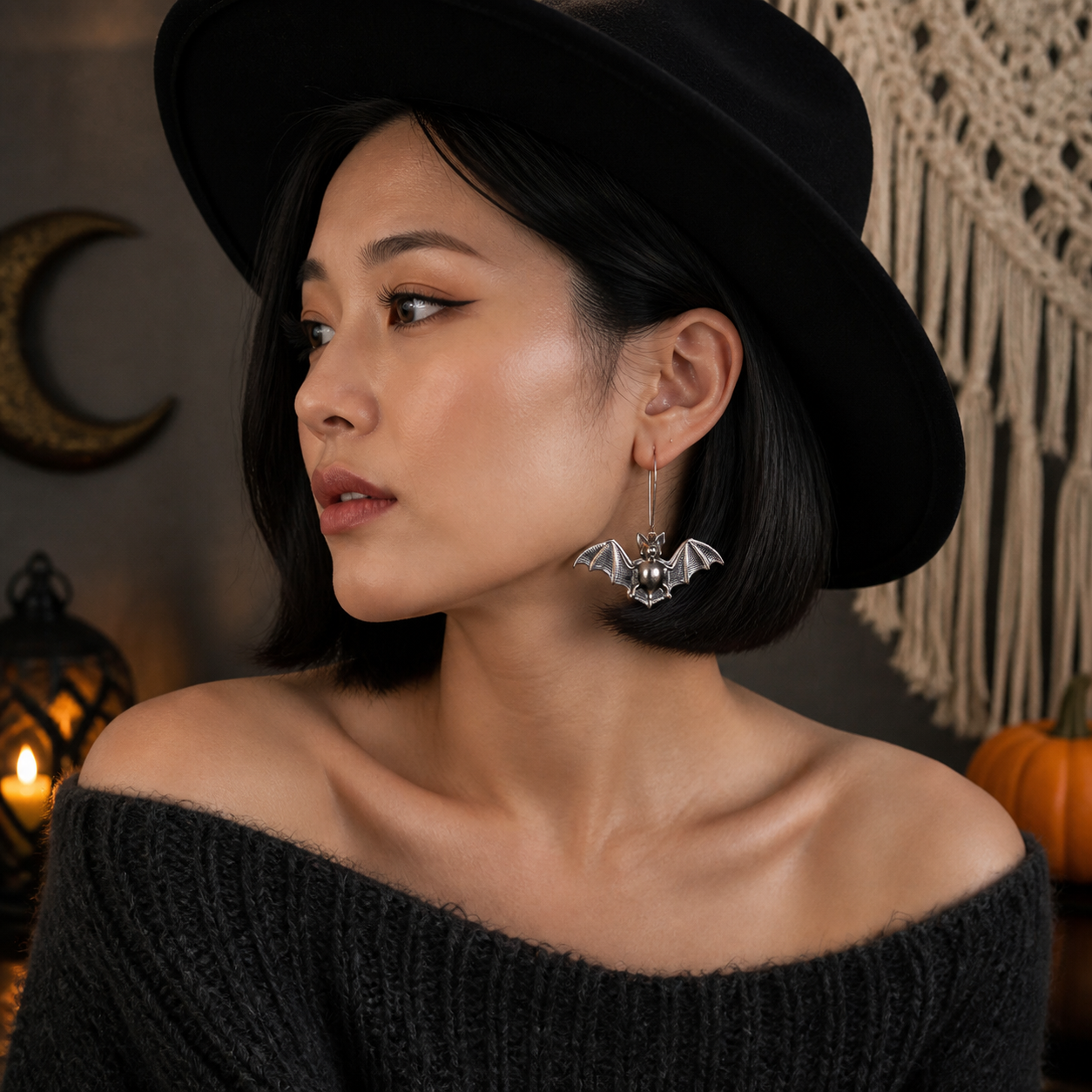 Retro Large Bat-Shaped Earrings