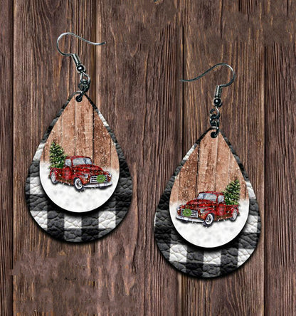 Waterdrop-shaped Christmas Tree Car Earrings