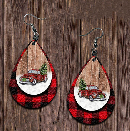 Waterdrop-shaped Christmas Tree Car Earrings