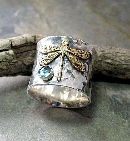 Aquamarine Dragonfly Ring