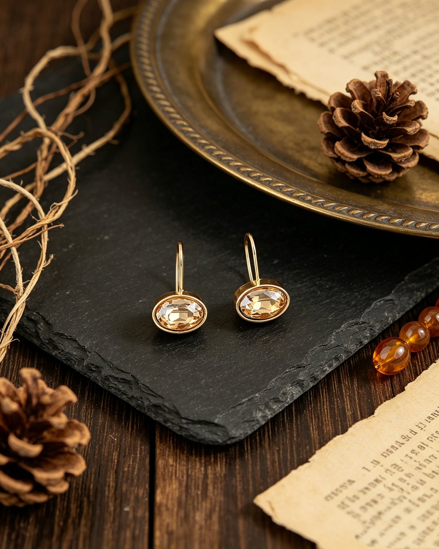 Oval-shaped Gemstone Stud Earrings