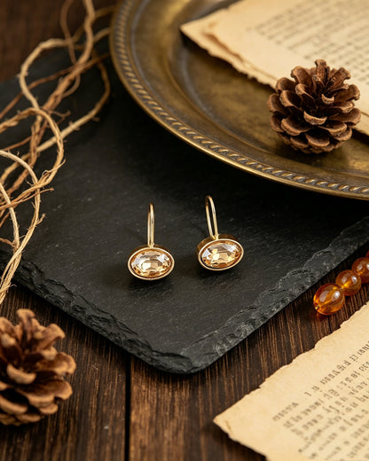 Oval-shaped Gemstone Stud Earrings