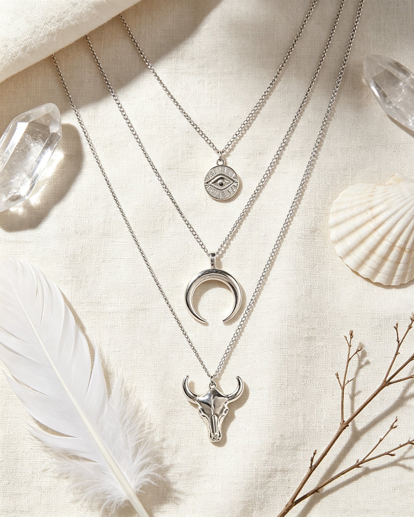 Cow-Head Geometric Multi-Layer Necklace