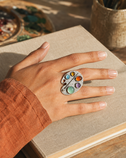 Creative Geometric Color Palette Ring