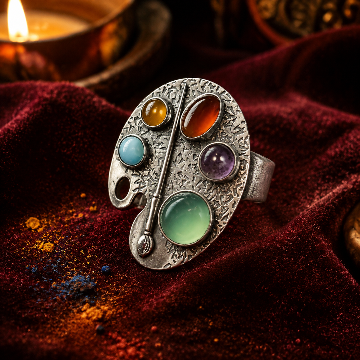 Creative Geometric Color Palette Ring
