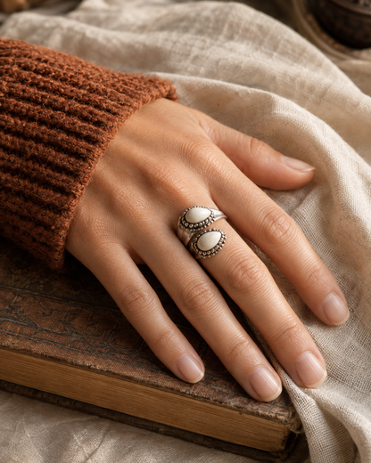 Waterdrop-shaped Turquoise Open Ring
