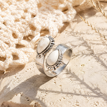 Waterdrop-shaped Turquoise Open Ring