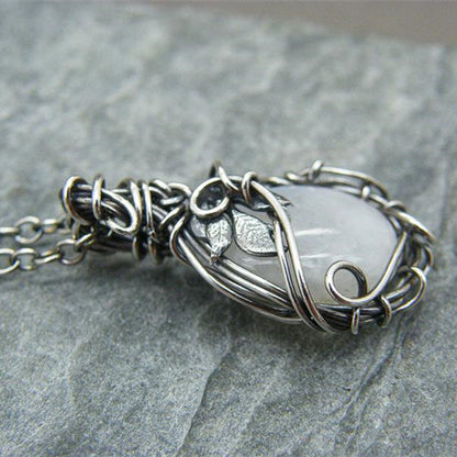 Retro Twisted Moonstone Necklace