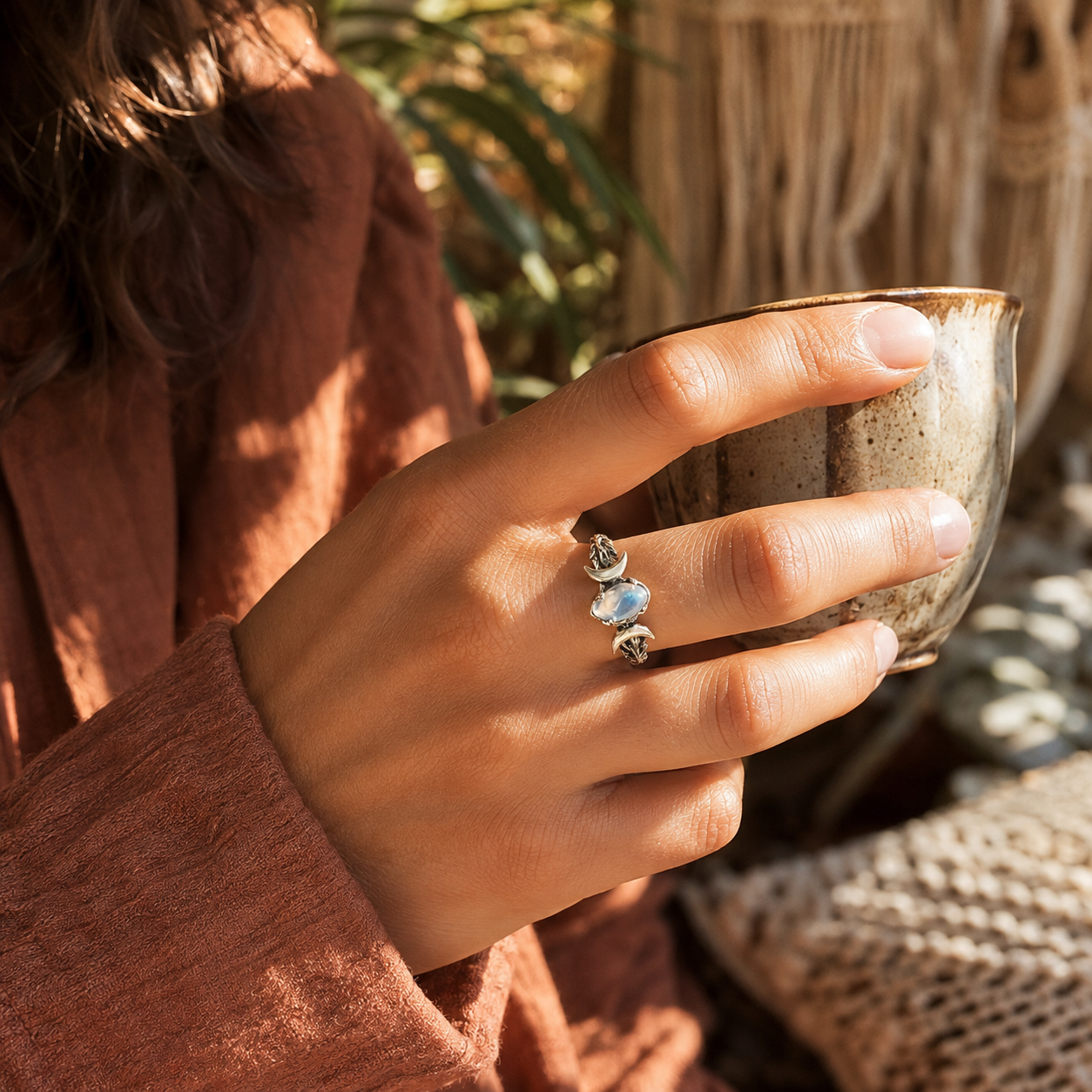 Bohemian Double Crescent Ring