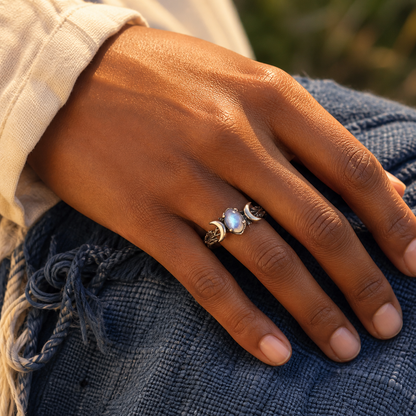 Bohemian Double Crescent Ring
