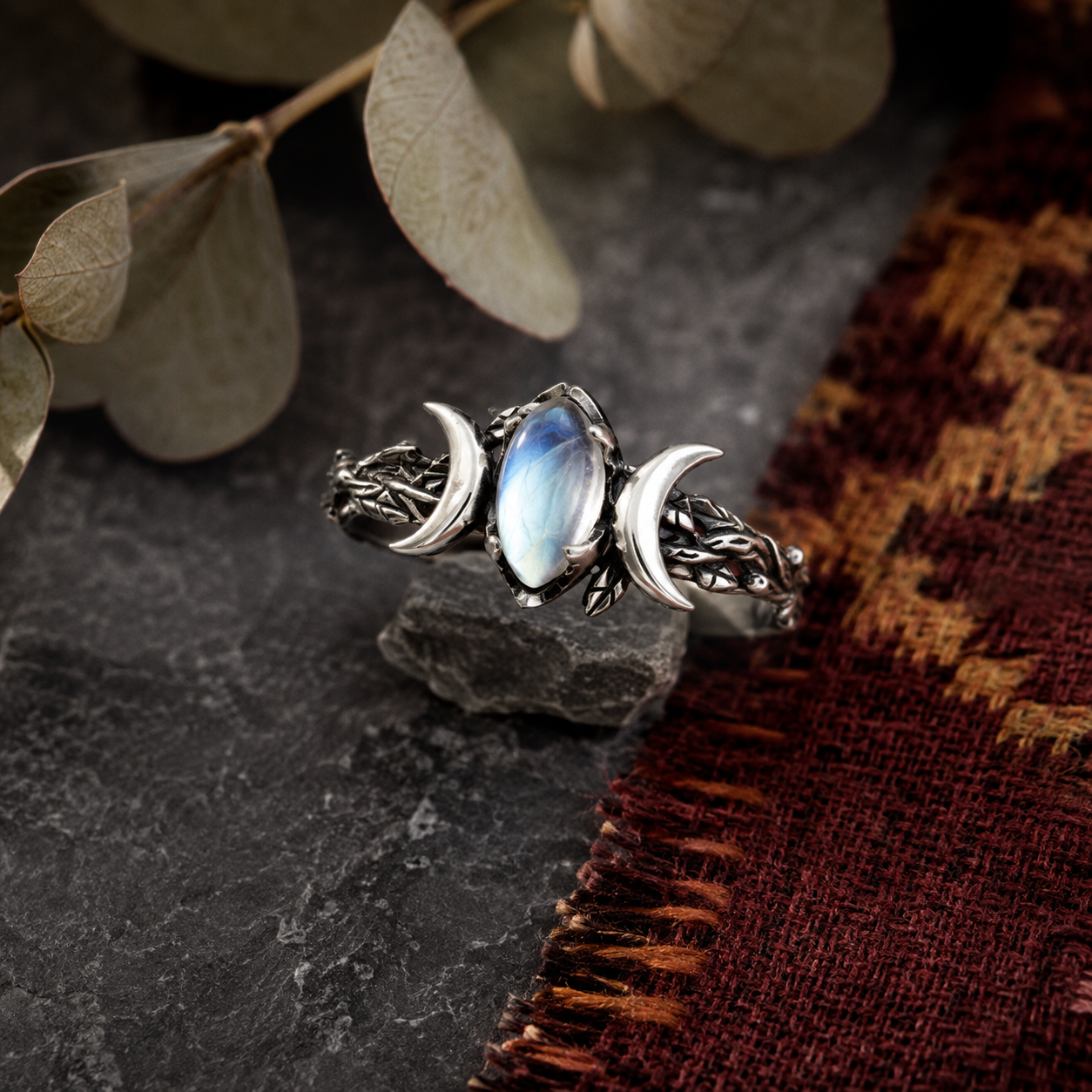 Bohemian Double Crescent Ring