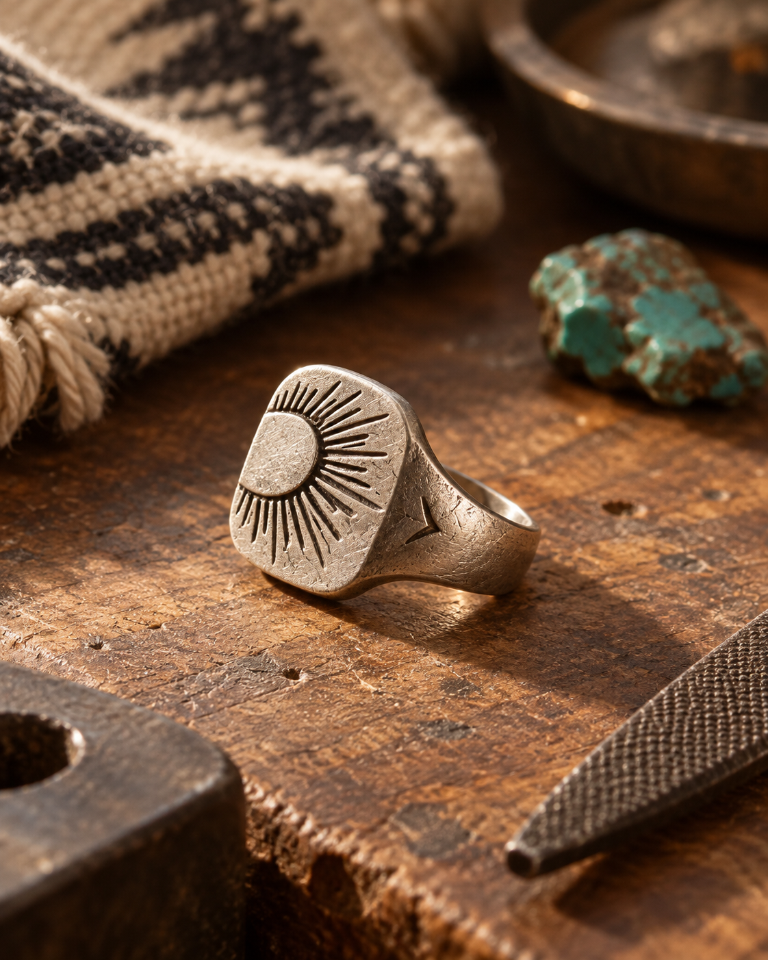 Sunrise Men's Vintage-Style Ring
