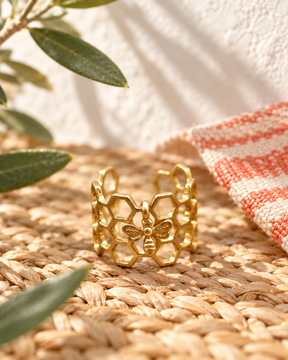 Creative Honeycomb Hexagonal Hollow Ring