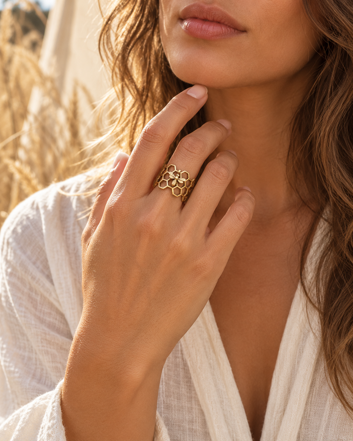 Creative Honeycomb Hexagonal Hollow Ring