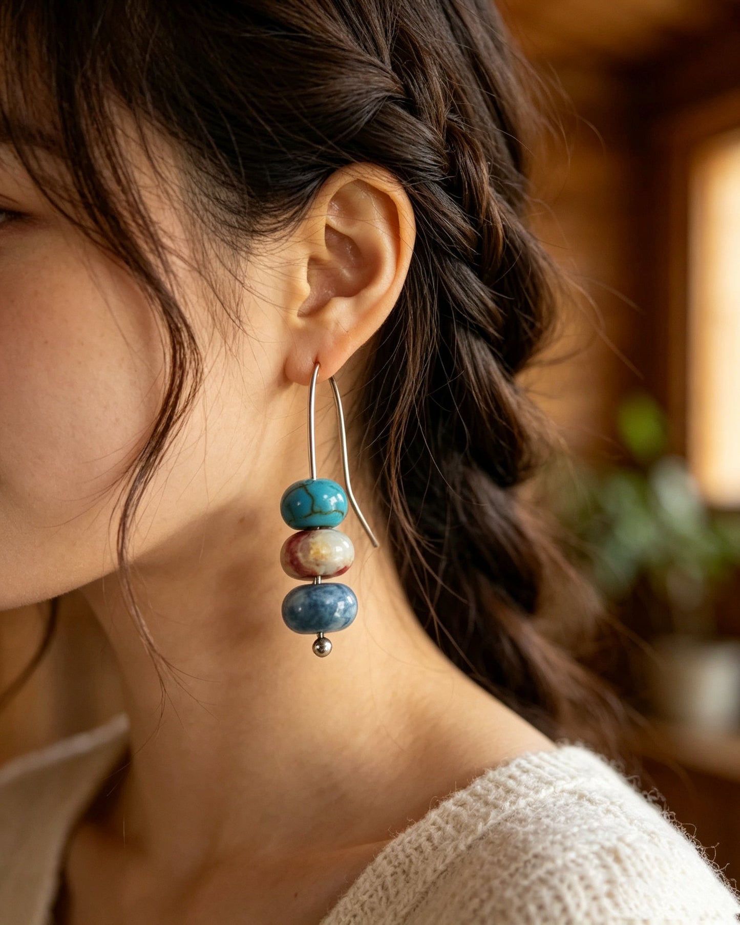 Beaded Snow Pine Earrings