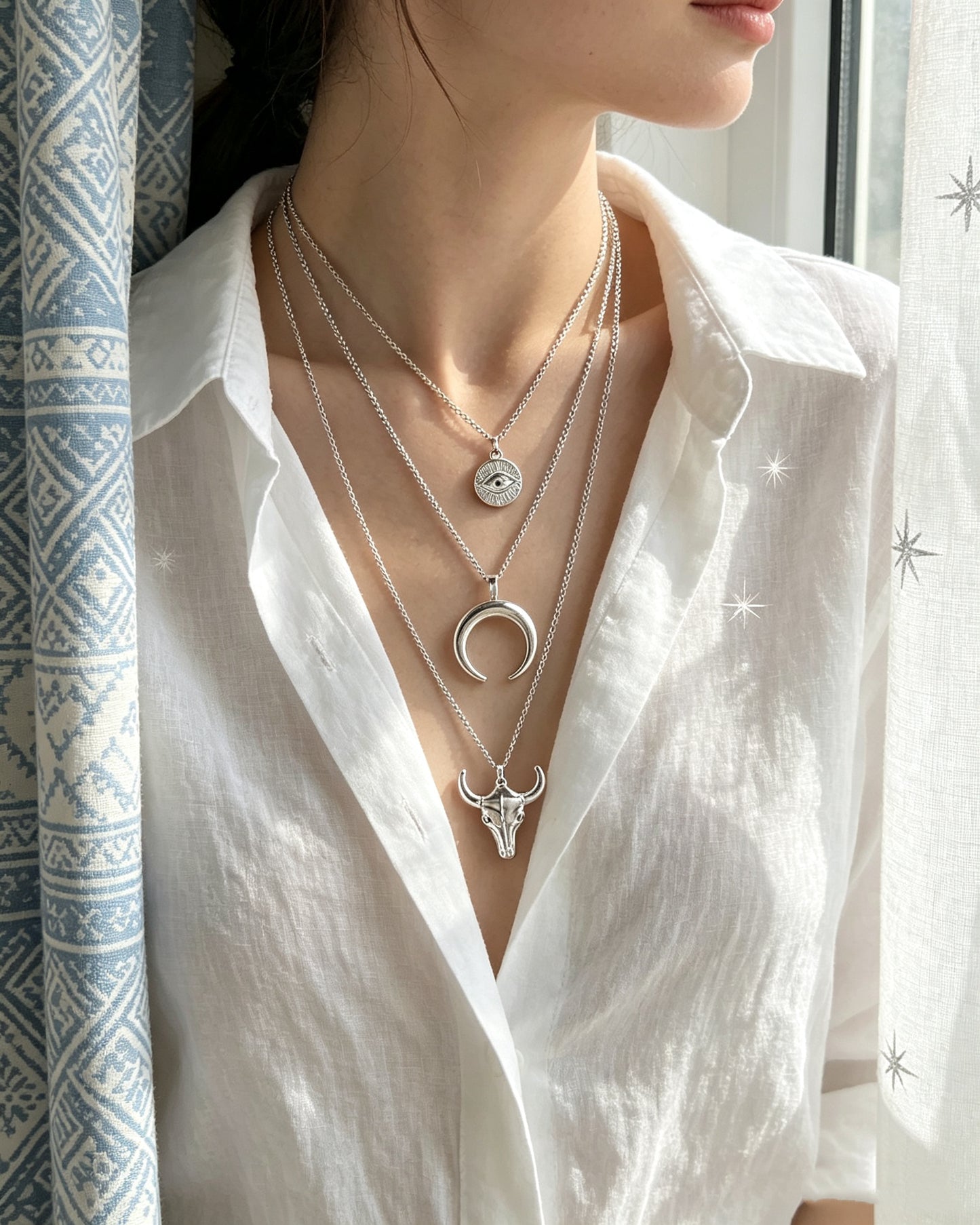 Cow-Head Geometric Multi-Layer Necklace