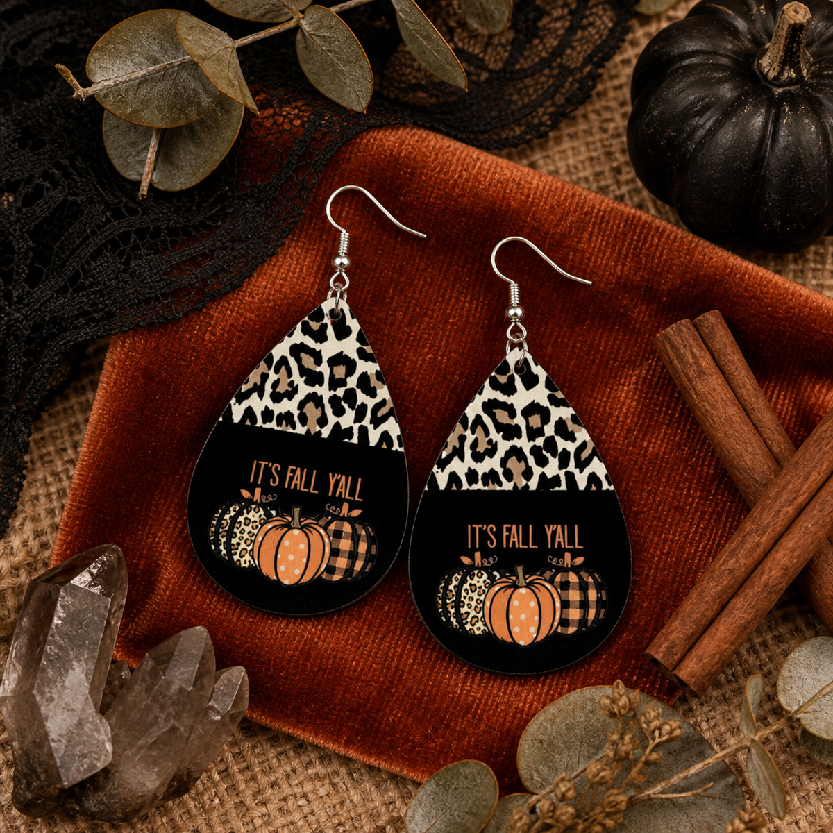 Leopard-patterned Pumpkin Creative Leather Earrings
