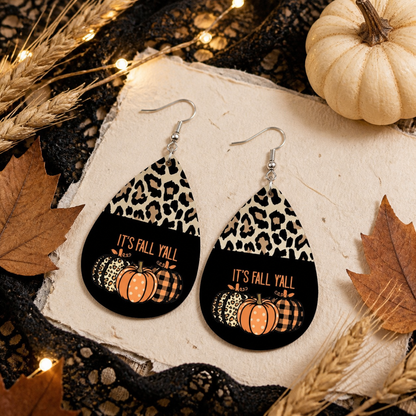 Leopard-patterned Pumpkin Creative Leather Earrings