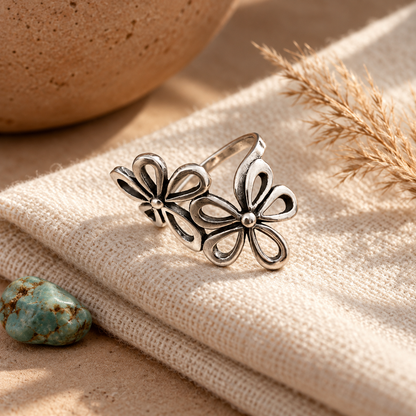 Hollowed-out Flower-shaped Open Ring