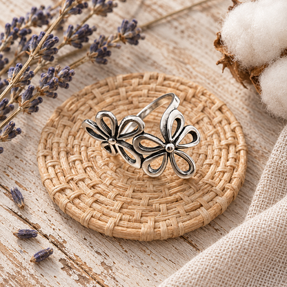 Hollowed-out Flower-shaped Open Ring