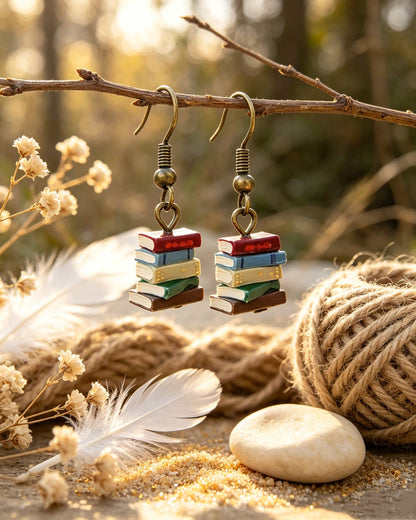 Retro Library Book Earrings