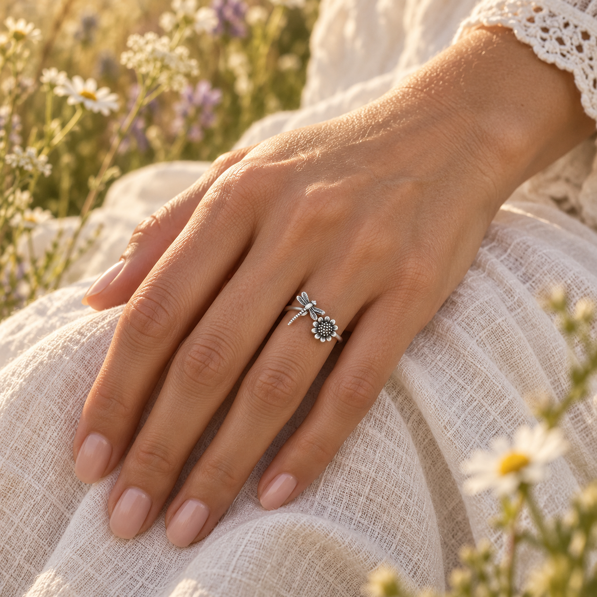 Sunflower Little Dragonfly Ring