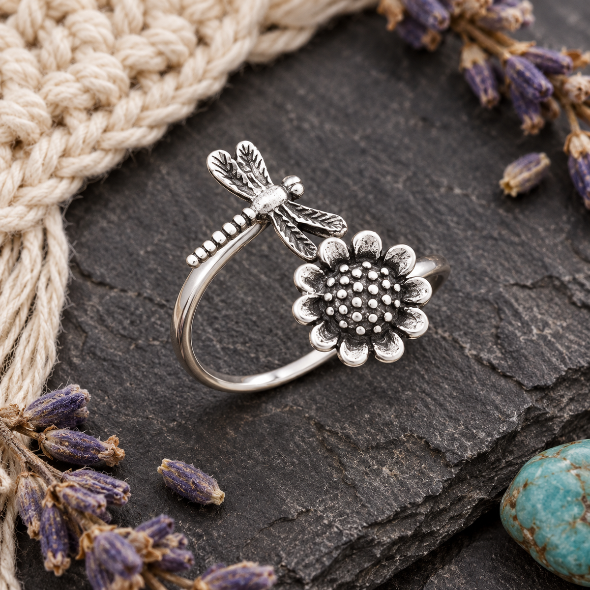 Sunflower Little Dragonfly Ring