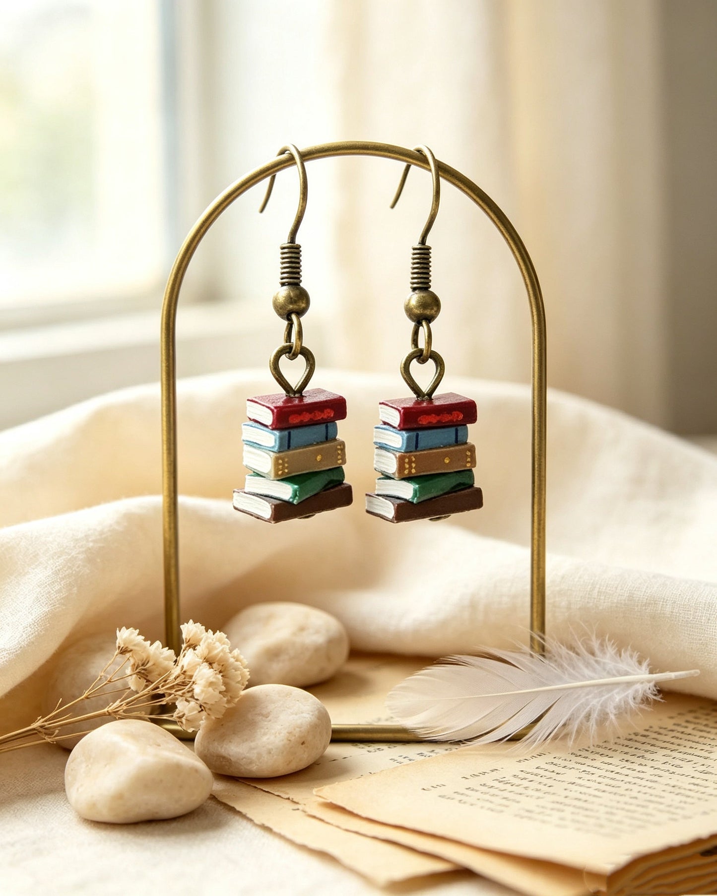 Retro Library Book Earrings