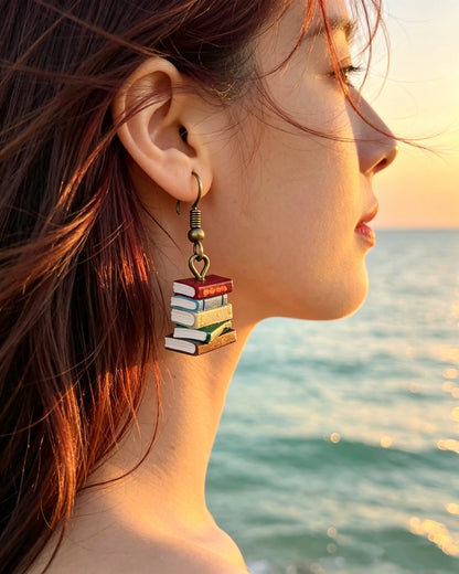Retro Library Book Earrings