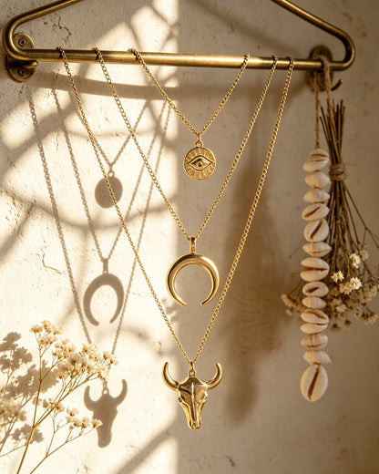 Cow-Head Geometric Multi-Layer Necklace