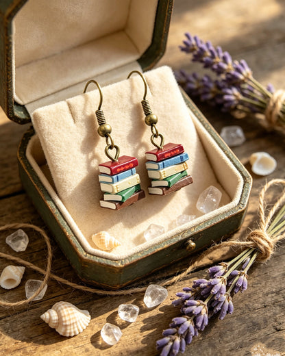 Retro Library Book Earrings